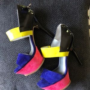 Jessica Simpson color block platform shoes